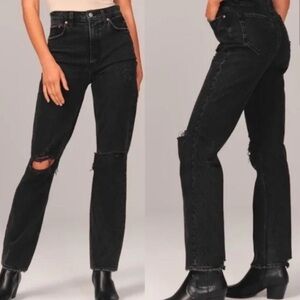 Abercrombie Curve Love 90s Straight Ultra High Rise Distressed Jean 25/0L